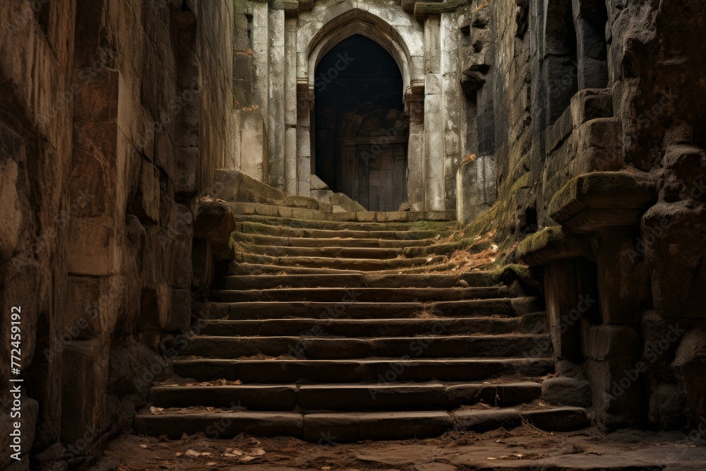 Ancient old stairs tomb. Structure light. Generate Ai Ancient old stairs tomb. Structure light. Generate Ai