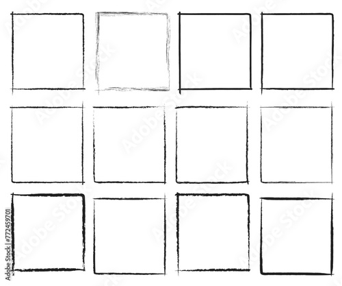 Hand drawn sketch frame vector.Simple doodle rectangle pencil frame border shape.Hand drawn doodle scribble border element for text quote template.Pencil brush stroke styleisolated on white background photo