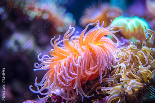 a tropical sea anemone swaying gently in the currents of a coral reef © kashiStock