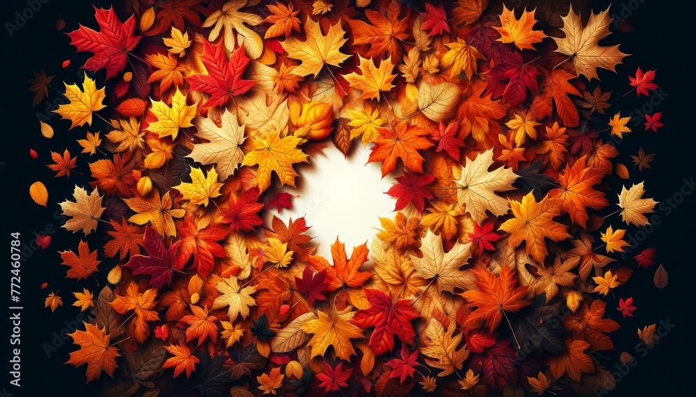 Heart Shaped Frame of Colorful Autumn Leaves Heart Shaped Frame of Colorful Autumn Leaves