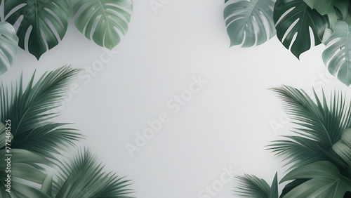 A banner depicting a jungle and graceful leaves of a tropical forest 