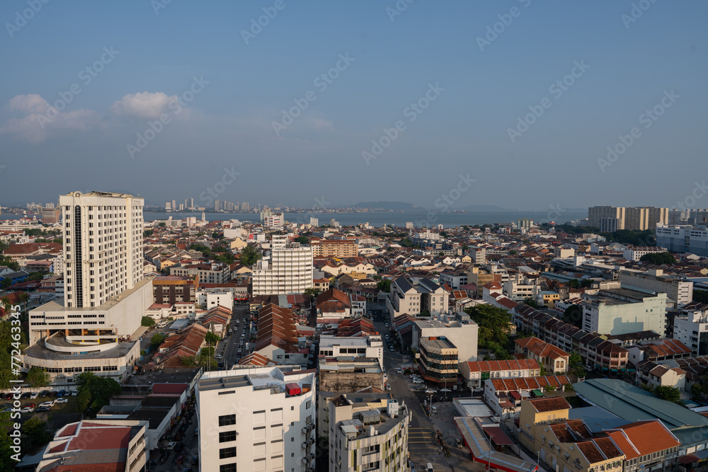 The Cityscape of Georgetown on Penang in Malaysia Asia