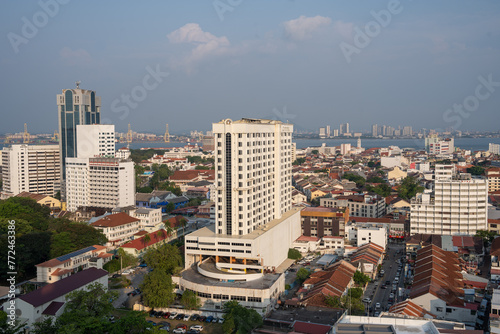 The Cityscape of Georgetown on Penang in Malaysia Asia