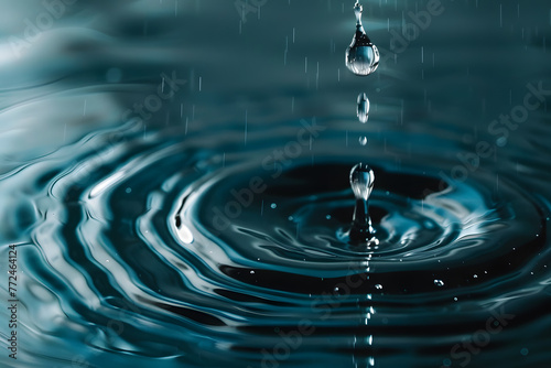 a droplet of water falling into a pool, creating ripples on the surface