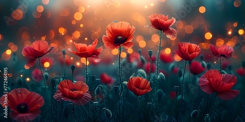 Captivating Red Poppy Flowers with Bokeh Background Perfect for Social Media Posts, Posters, and Marketing Materials. Concept Red Poppies, Bokeh Background, Social Media Posts, Posters