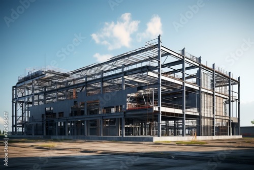Steel construction factory. Structure metal. Generate Ai