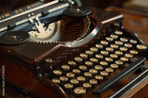 a vintage typewriter, evoking nostalgia for a bygone era of analog communication and creativity