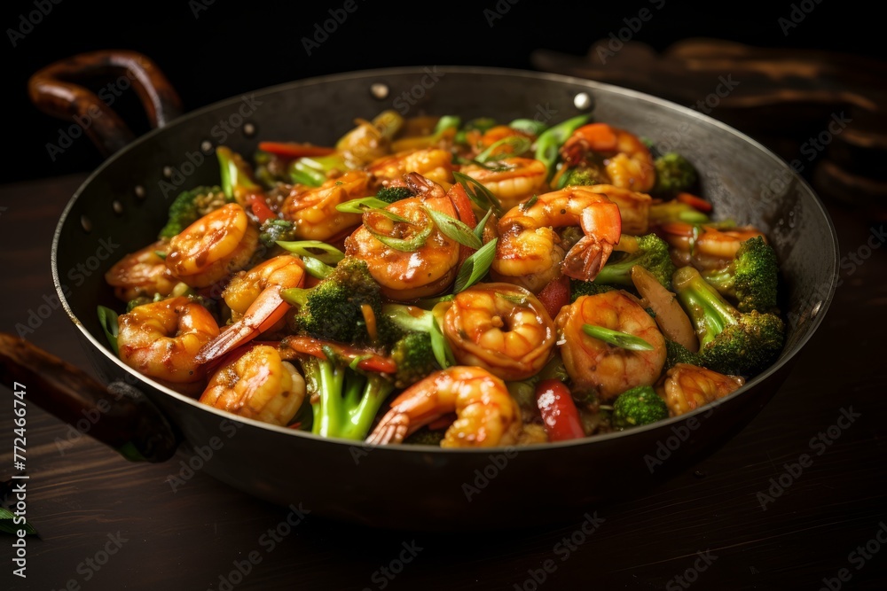 Vegetable shrimp. Spring prawn asia. Generate Ai Vegetable shrimp. Spring prawn asia. Generate Ai