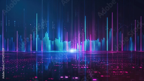 audio waves ,Colorful abstract bright neon lights,fast movement,future technology concept © Anak