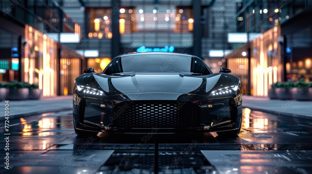 Obraz premium Sleek Front View Modern Black Premium Car