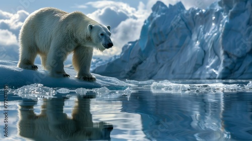 Concerned Polar Bear on Melting Iceberg © Custom Media