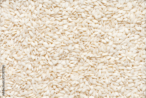 Dry rice risotto texture. Background raw rice arborio. photo