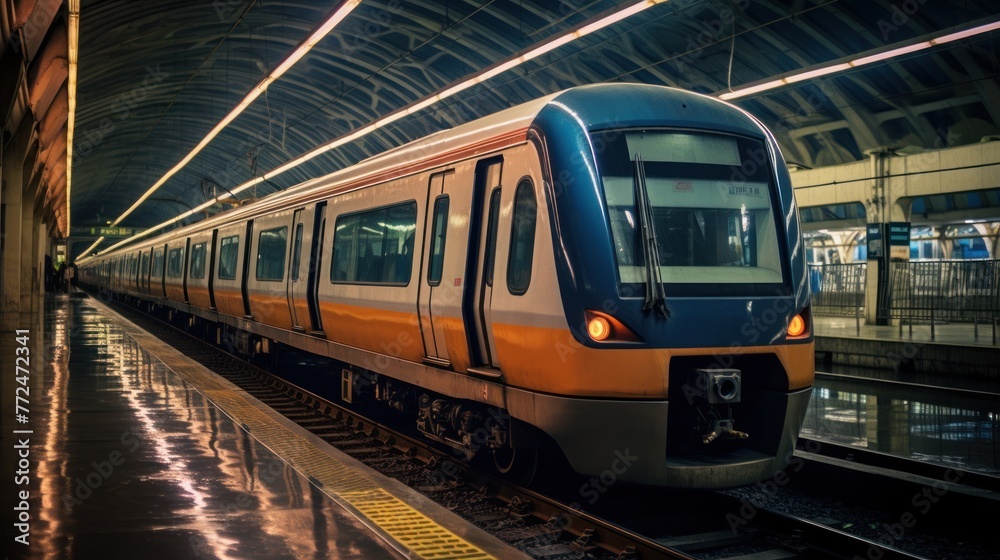 An LRT train inside TMII station is waiting for passengers An LRT train inside TMII station is waiting for passengers