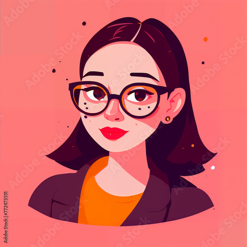 set illustration featuring characters with distinct hairstyles, glasses, and expressive eyes. The modern, flat design uses vibrant colors and minimalistic features. 