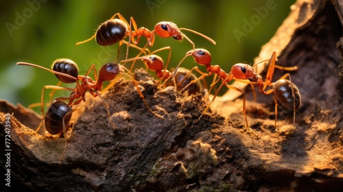 A colony of ants busily building their nest, their teamwork and dedication inspiring admiration © DayByDayCanvas