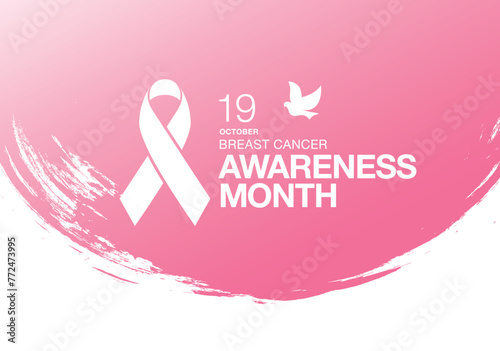 Breast cancer awareness month. Awareness ribbon. Vector illustration