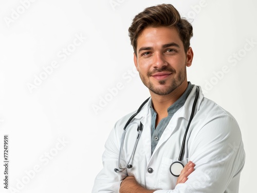 Young Physician on White Background