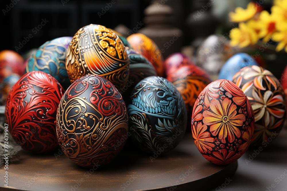 easter eggs in a basket easter eggs in a basket