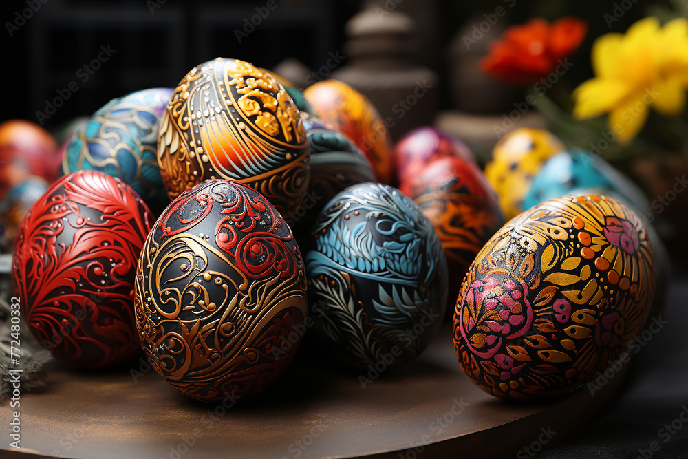 easter eggs in a basket easter eggs in a basket