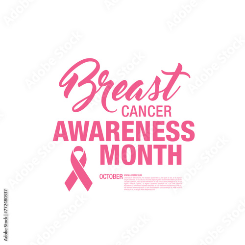 Breast cancer awareness month. Awareness ribbon. Vector illustration