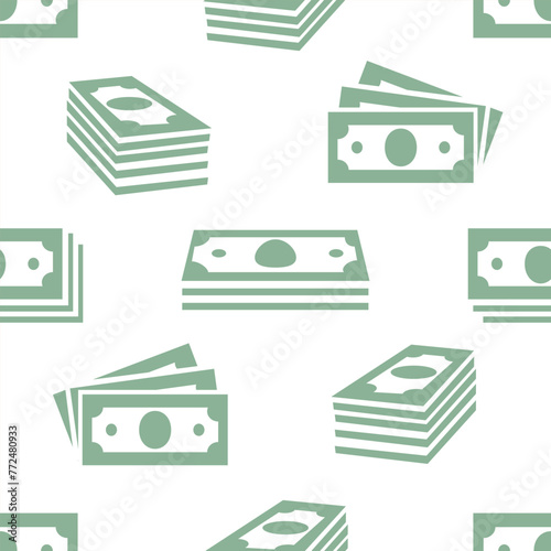 Bills of cash money on seamless pattern