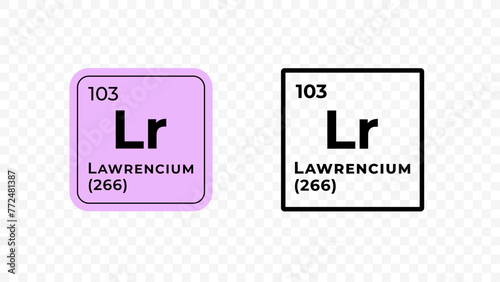 Lawrencium, chemical element of the periodic table vector design