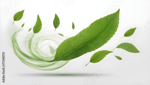 green leaves on a white background