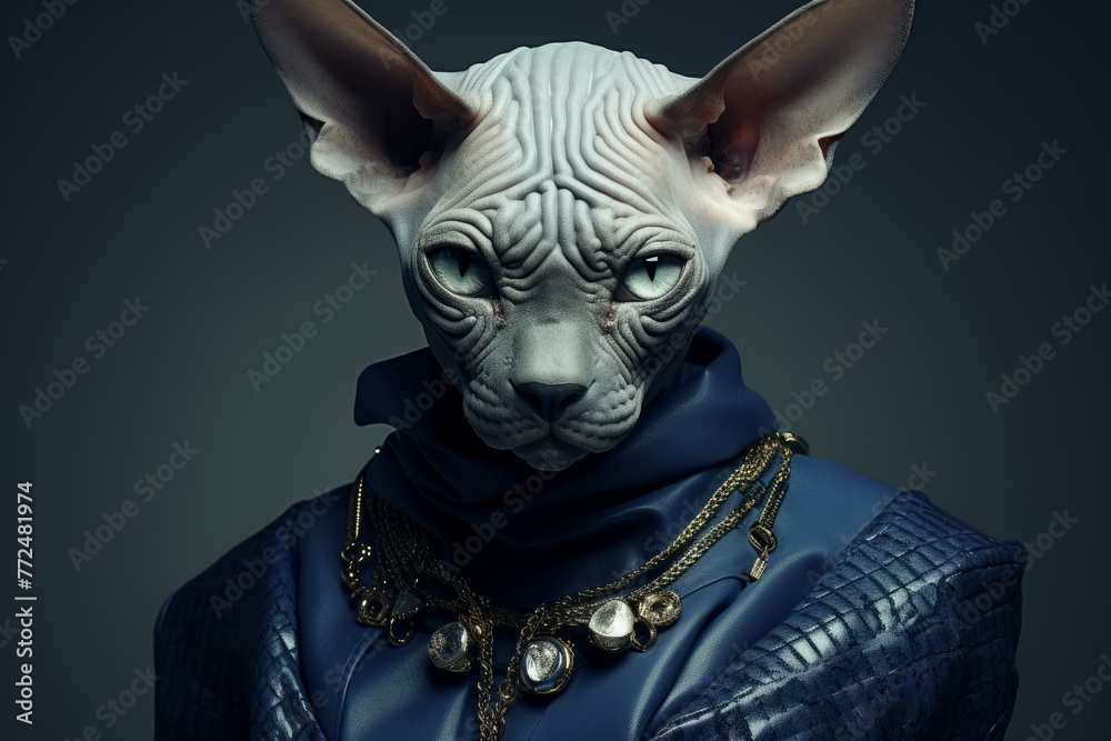 Style fashion sphinx cat. Fashion modern. Generate Ai