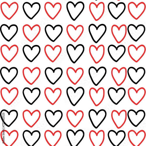 Seamless pattern vector hearts icon flat style