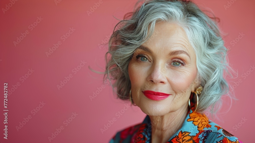 Woman With Gray Hair in Black Shirt Woman With Gray Hair in Black Shirt