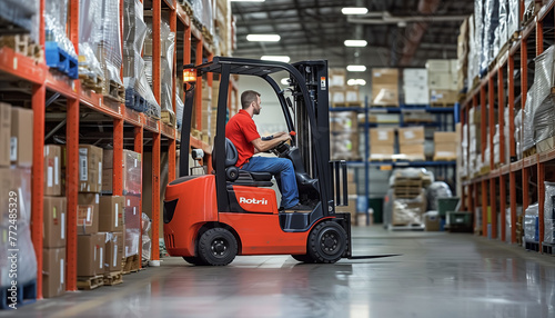 Warehouse employee driving forklift © The Stock Photo Girl