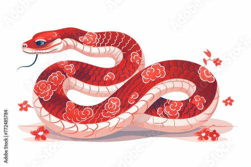flat illustration of a chinese snake isolated