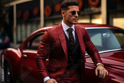 Stylish rich man in sunglasses. Style leisure guy dude. Generate Ai © juliars