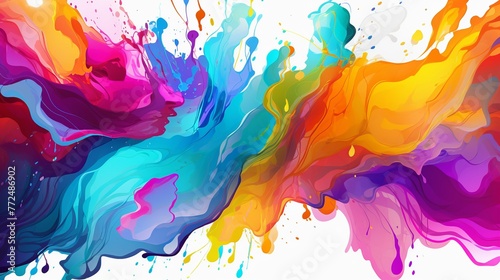  Rainbow splash shiny painting, textured canvas , colorful line light, design for banner Generate AI