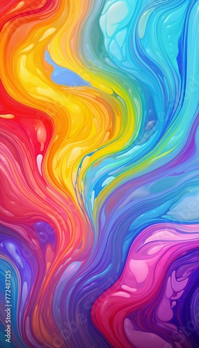  Rainbow splash shiny painting, textured canvas , colorful line light, design for banner  Generate AI
