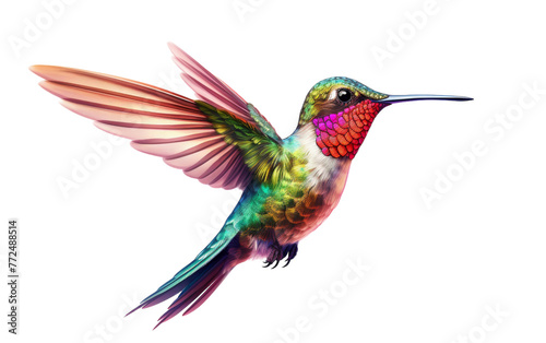 A vibrant hummingbird gracefully soars through the air with a flurry of colors trailing behind © FMSTUDIO