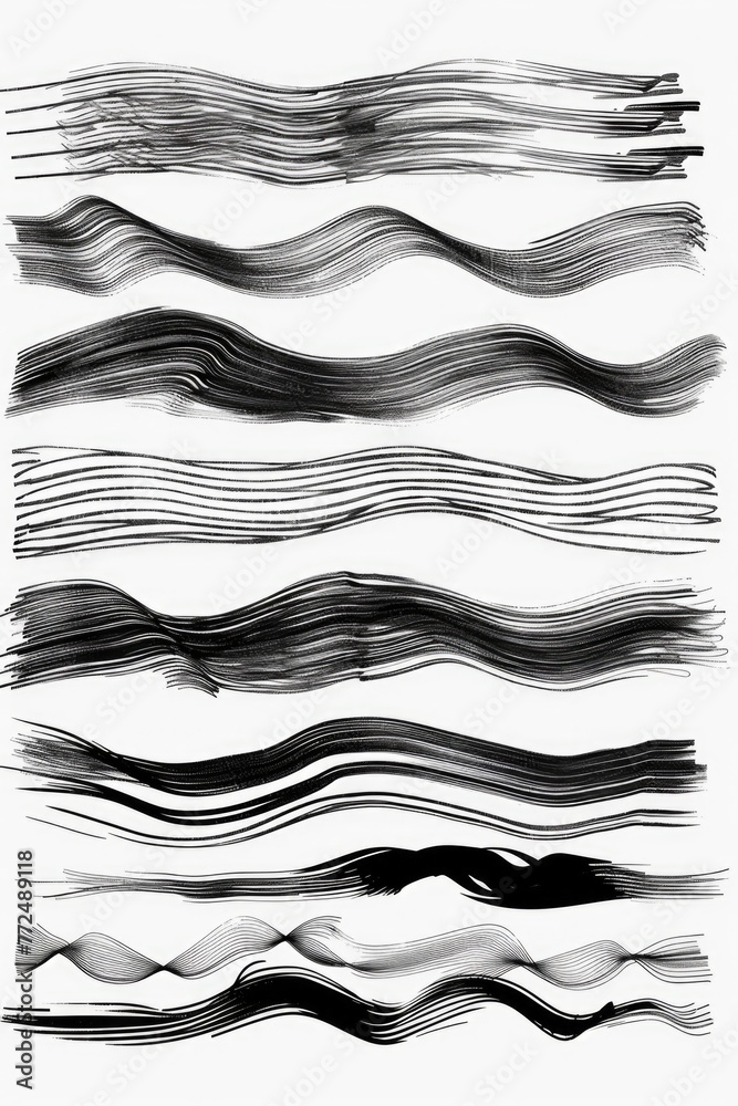 Collection of different black and white lines, versatile for various projects