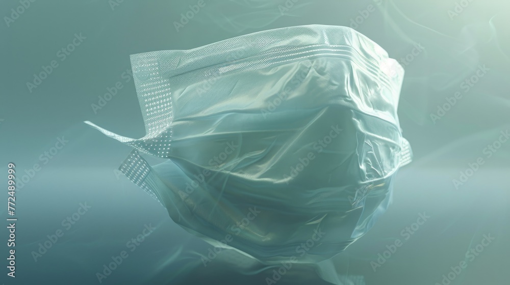 Fototapeta premium A surgical mask wrapped in plastic. Can be used for medical or hygiene concepts