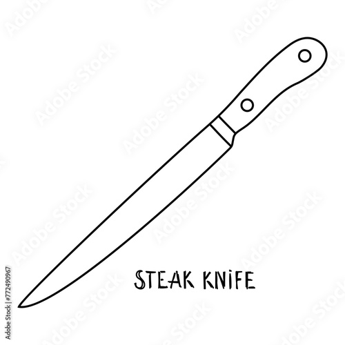 Black and White Drawing of a Steak Knife