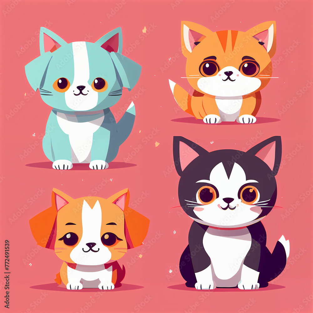 Cartoon Animal Vector Set: Cute Pet Illustrations