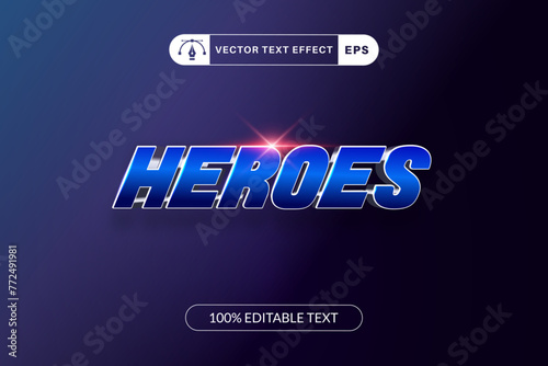 Heroes text effect template design with 3d style