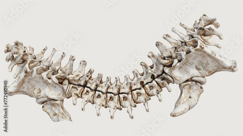 Detailed close up of a horse skeleton. Suitable for educational materials