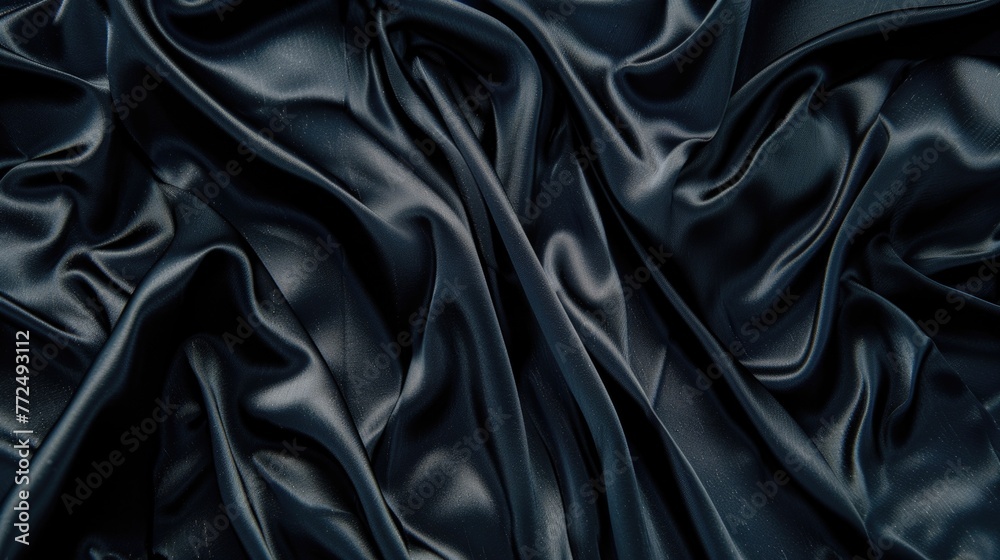 Fototapeta premium Close up of black satin material, perfect for fashion design projects