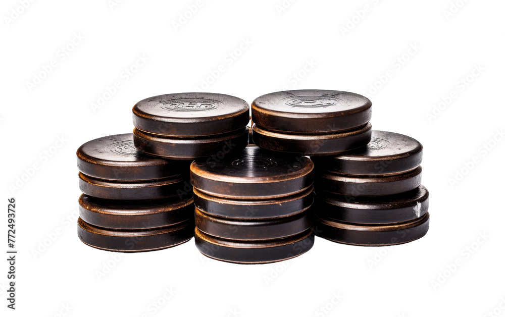 A mesmerizing stack of metal coins glinting in the light A mesmerizing stack of metal coins glinting in the light