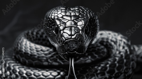 Black and white image of a snake, suitable for various projects photo