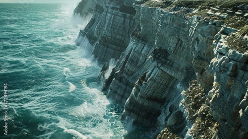 A cliff with water on it. Suitable for nature and landscape themes
