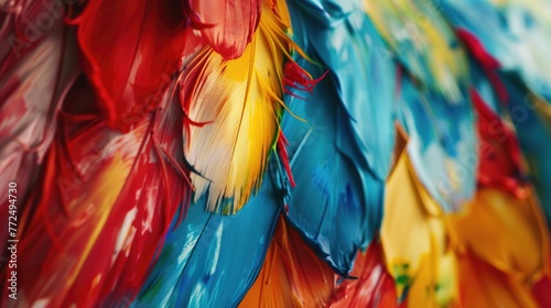Vibrant close up shot of colorful feathers. Perfect for arts and crafts projects