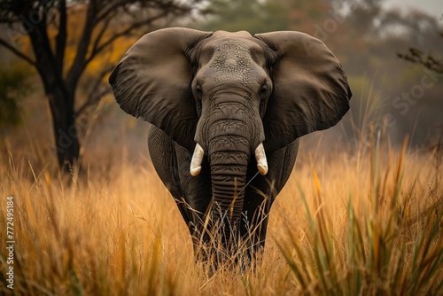 A wild elephant portrait, wildlife photography.