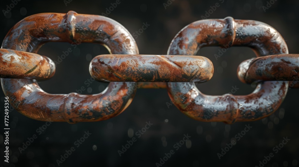 Fototapeta premium Closeup of a metal chain. The concept of connection and cooperation.