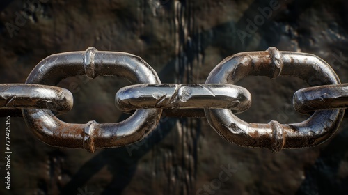 Closeup of a metal chain. The concept of connection and cooperation.